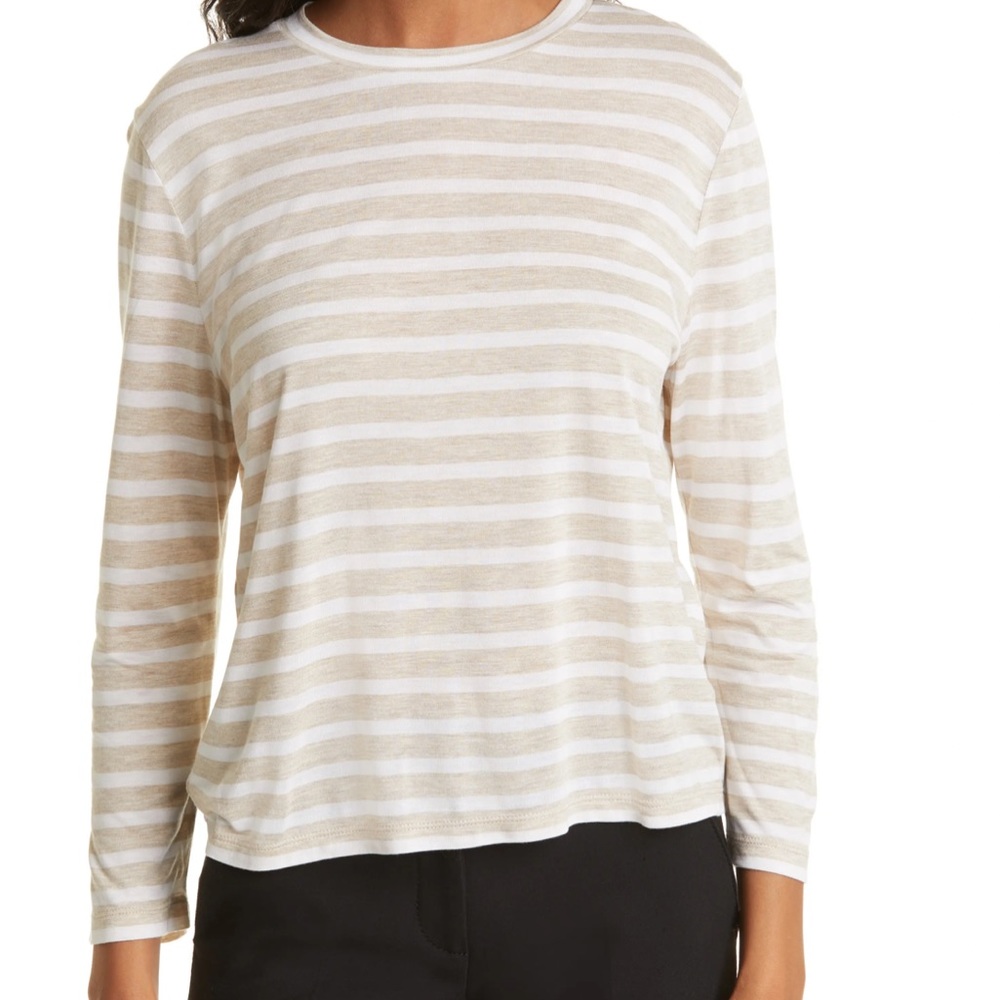 NWT Vince Stripe Bracelet Sleeve Crewneck T-Shirt